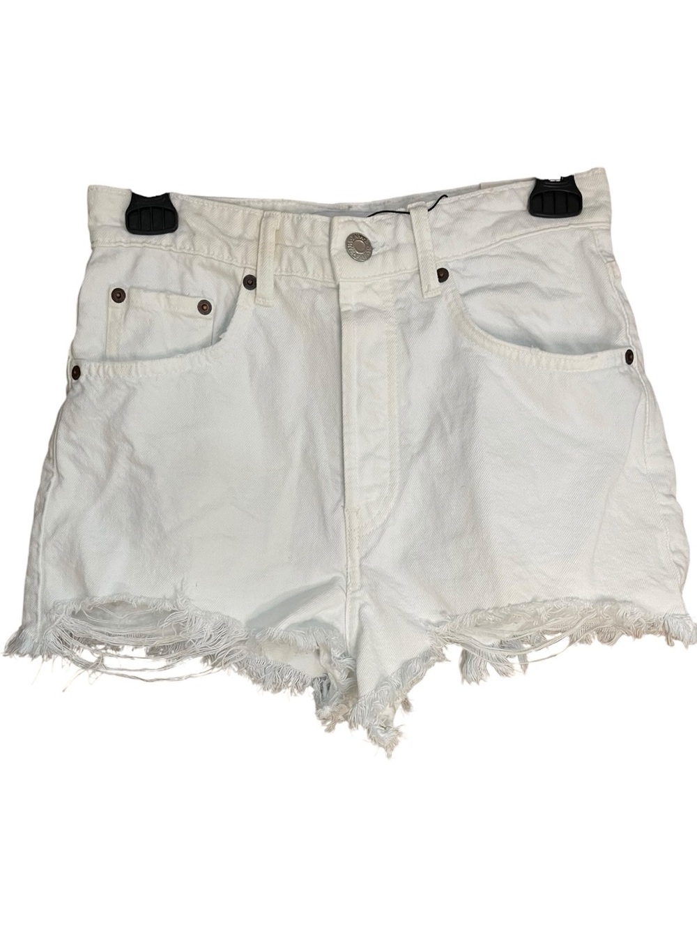 Zara Ripped High Waisted Denim Shorts White